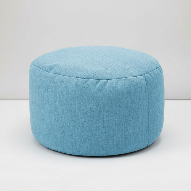 OTAUTAU Round Stool D30cm*H20cm Linen Bean Bag Ottoman with Filling Beanbag Pouf Footstool Tatami Futon Puff JD001
