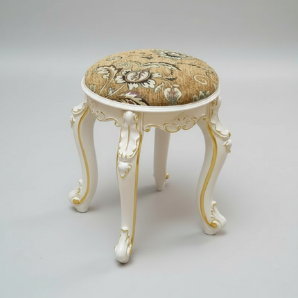 Retro Fabric Dressing Chair, Child Round Stool, Dressing Seat, Home Furniture, Living Room Dinning Chair, ABS Leg, Round Ottoman