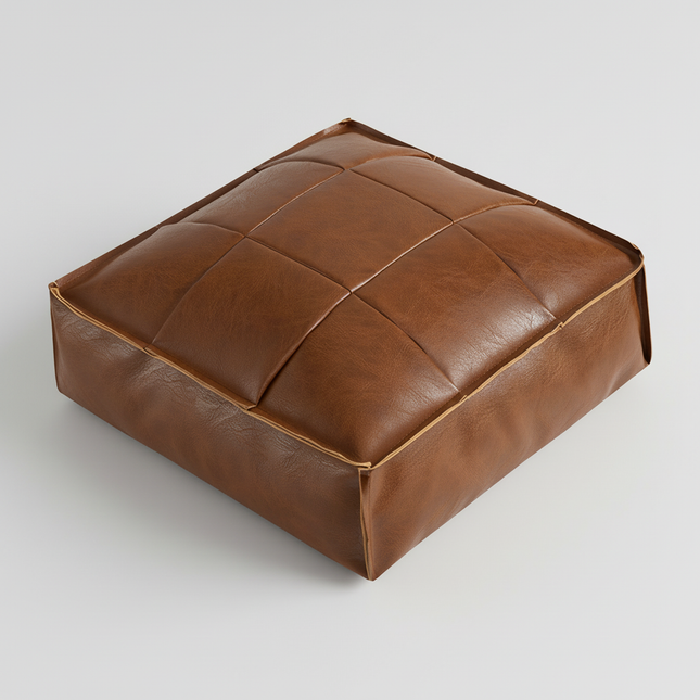 Soft Moroccan Ottoman Footstool Handmade Square Floor Cushion PU Leather Moroccan Pouf for Home Wedding Bedroom Living Room Kids