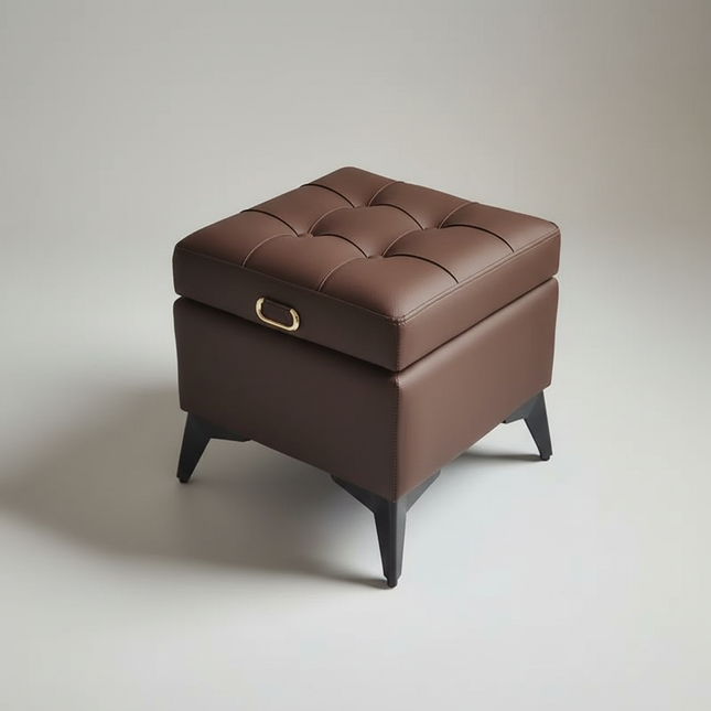 Solid Wood Storage Ottoman, Large Capacity Home Sofa Box, Movable Leather Bed End Bench, Wear-Resistant Entryway Shoe Stool