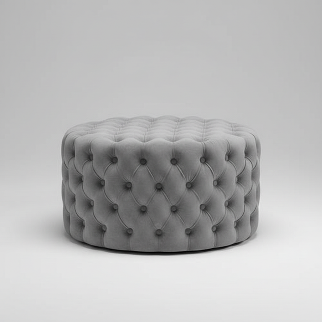 Nordic Living Room Ottoman Round Button Velvet Shoe Changing Stool Apartment Living Room Light Luxury Home Small Makeup Stool