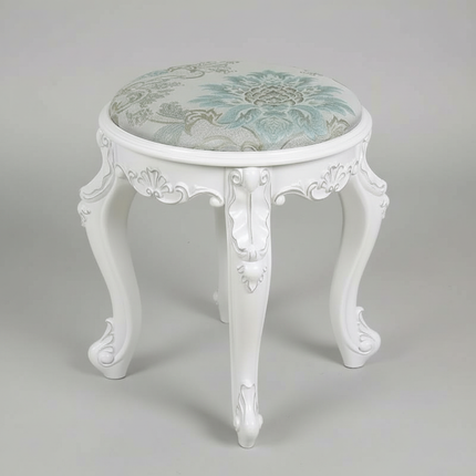 Retro Fabric Dressing Chair, Child Round Stool, Dressing Seat, Home Furniture, Living Room Dinning Chair, ABS Leg, Round Ottoman