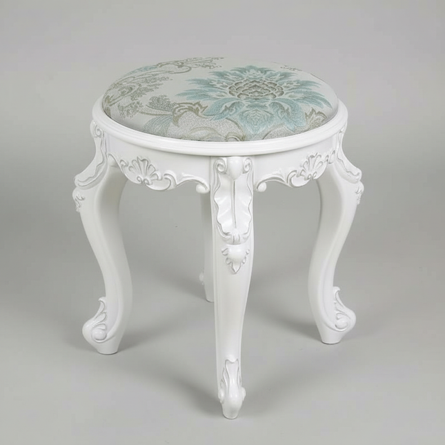 Retro Fabric Dressing Chair, Child Round Stool, Dressing Seat, Home Furniture, Living Room Dinning Chair, ABS Leg, Round Ottoman