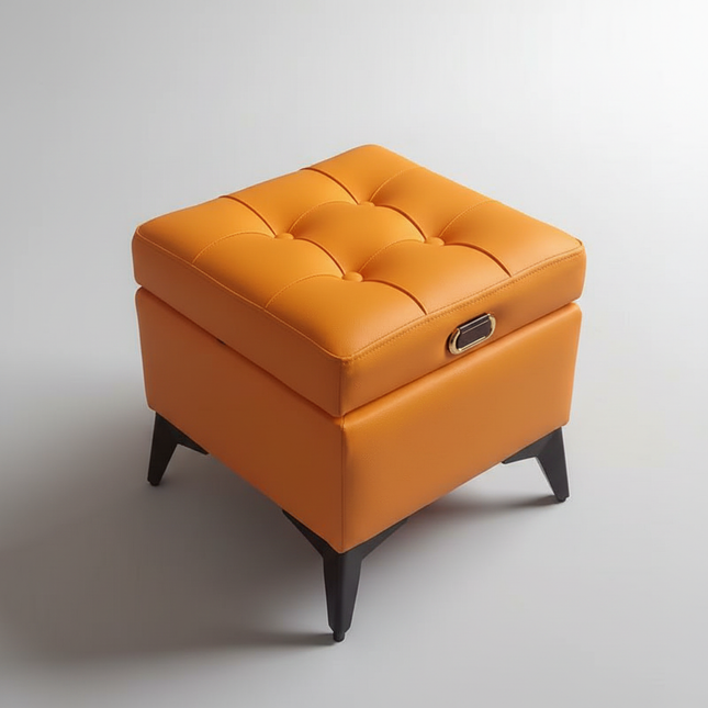 Solid Wood Storage Ottoman, Large Capacity Home Sofa Box, Movable Leather Bed End Bench, Wear-Resistant Entryway Shoe Stool