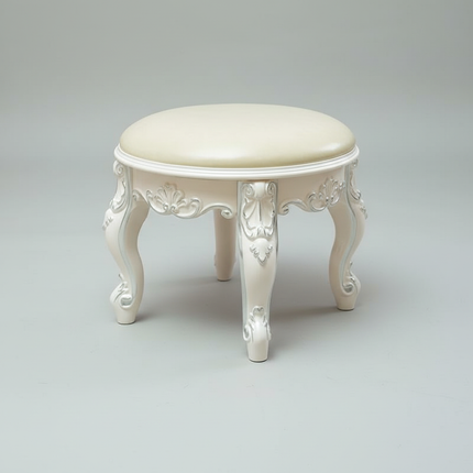 Retro Fabric Dressing Chair, Child Round Stool, Dressing Seat, Home Furniture, Living Room Dinning Chair, ABS Leg, Round Ottoman