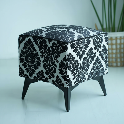 ‌Faux Leather Ottoman, Plush Entryway Bench, Velvet Square Stool, Minimalist Footrest for Bedroom/Balcony with Non-Skid Base