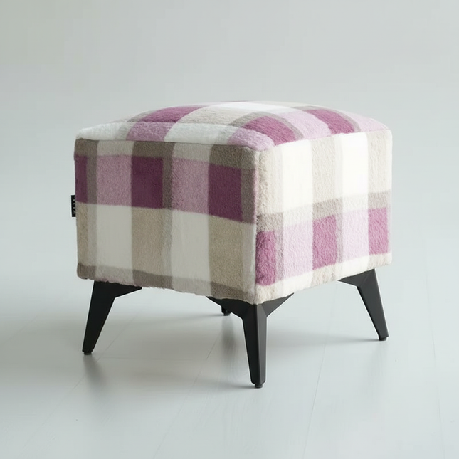 ‌Faux Leather Ottoman, Plush Entryway Bench, Velvet Square Stool, Minimalist Footrest for Bedroom/Balcony with Non-Skid Base