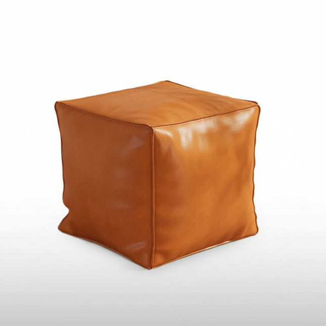 Foot Rest Non-Slip Storage Stool Large Capacity Waterproof Unstuffed Cushion Cover Stackable Thicken Leather Pouf Shoe-changing