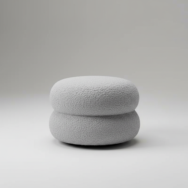 Creamy Household Stool Girls' Makeup Seat Bedroom Vanity Chair Soft Lamb Wool Pouf Minimalist Manicure Round Ottoman