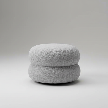 Creamy Household Stool Girls' Makeup Seat Bedroom Vanity Chair Soft Lamb Wool Pouf Minimalist Manicure Round Ottoman