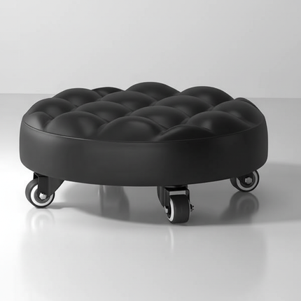 Leather Pulley Stool, Stable and Drop-Proof Low Height Rolling Stools with Universal Wheels for Home Office Fitness Garage Work