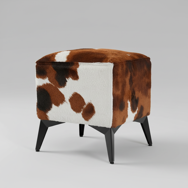 ‌Faux Leather Ottoman, Plush Entryway Bench, Velvet Square Stool, Minimalist Footrest for Bedroom/Balcony with Non-Skid Base