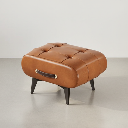 Foldable Foot Stool Extra Thick PU Leather & High-Density Foam, Portable Ottoman for Living Room/Bedroom/Office, Non-Slip Base