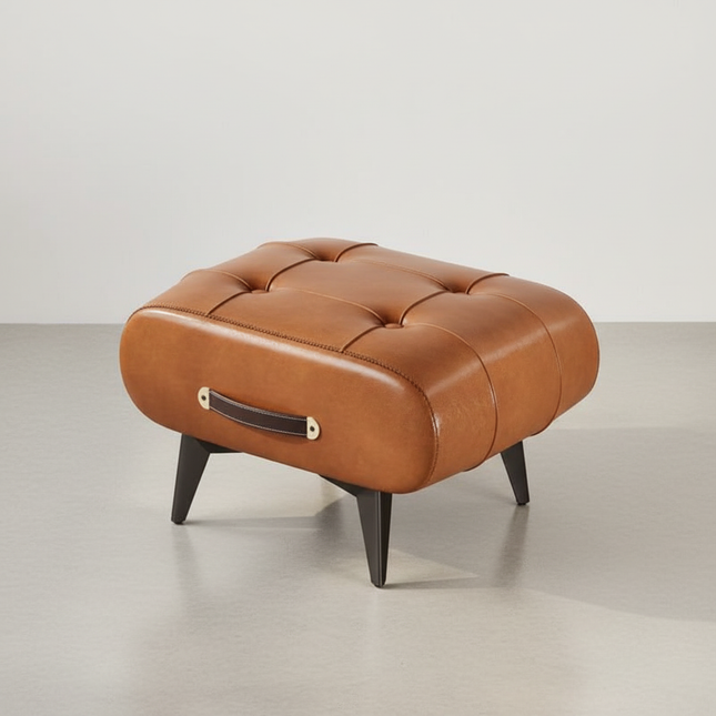 Foldable Foot Stool Extra Thick PU Leather & High-Density Foam, Portable Ottoman for Living Room/Bedroom/Office, Non-Slip Base