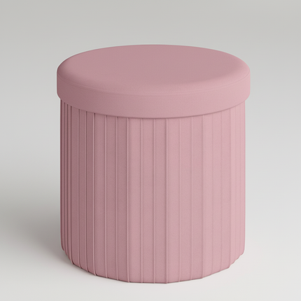 WOLTU Velvet Round Ottoman MDF Foldable Storage Stool with Removable Padded Lid Creative Storage Box for Footstool Living Room