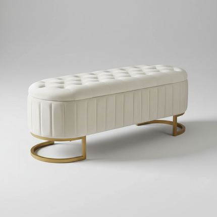 Multifunctional sofa stool 120x40 cm foot rest large storage space with pouf storage fabric pink velvet