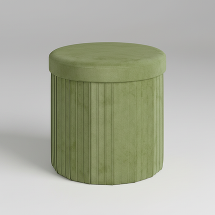 WOLTU Velvet Round Ottoman MDF Foldable Storage Stool with Removable Padded Lid Creative Storage Box for Footstool Living Room