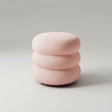 Creamy Household Stool Girls' Makeup Seat Bedroom Vanity Chair Soft Lamb Wool Pouf Minimalist Manicure Round Ottoman