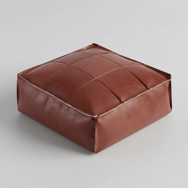 Soft Moroccan Ottoman Footstool Handmade Square Floor Cushion PU Leather Moroccan Pouf for Home Wedding Bedroom Living Room Kids