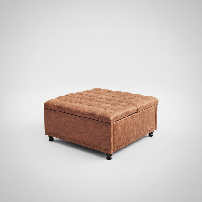 REDLIFE 35" Large Square Storage Ottoman Bench, Upholstered Coffee Table ,Lift Top Storage Ottoman Tufted Fabric for Living Room