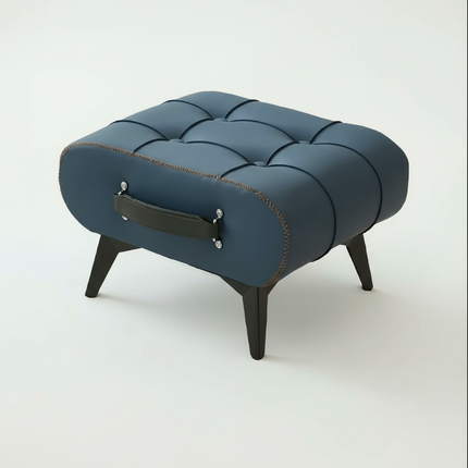 A high-quality oil-and-wax leather low stool, footstool, leather footrest stool, stylish multifunctional sofa side piece