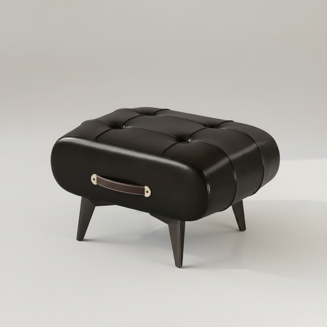 Foldable Foot Stool Extra Thick PU Leather & High-Density Foam, Portable Ottoman for Living Room/Bedroom/Office, Non-Slip Base