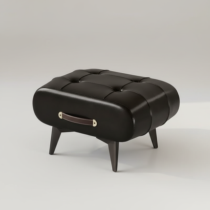 Foldable Foot Stool Extra Thick PU Leather & High-Density Foam, Portable Ottoman for Living Room/Bedroom/Office, Non-Slip Base