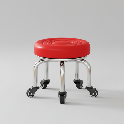 5-Wheel Metal Stool - Thickened Silent Low Stool with Sturdy Frame for Home/Foot Spa/Cosmetology/Kids