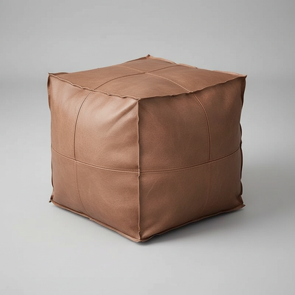 45cm Moroccan Artificial PU Leather Pouf Cover Craft Simple Sofa Ottoman Footstool Unstuffed Living Room Bedroom Cushion Covers