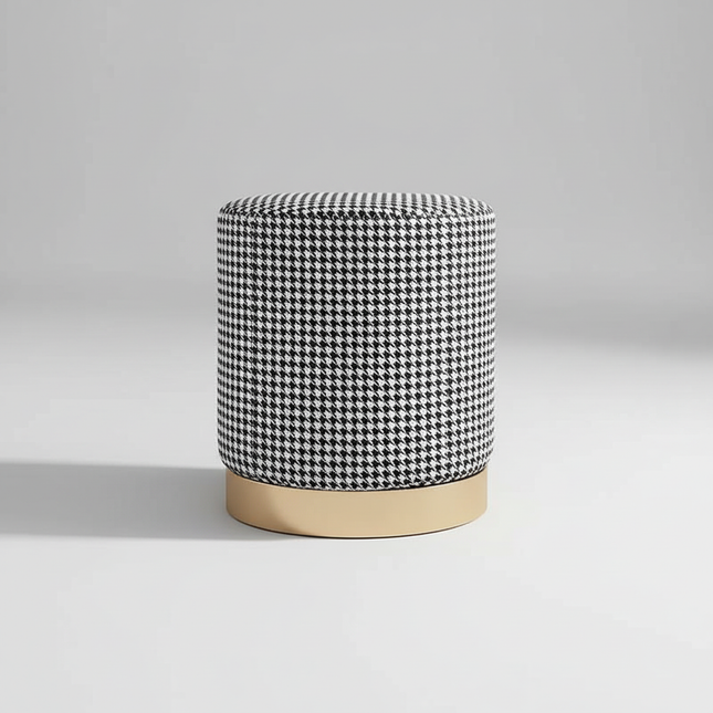 Living Room Round Stool Vanity Stool Velvet Ottoman Footrest Home Office  Compact Low Pouf  Shoe changing stool Dia33XH42cm