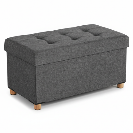 SONGMICS Storage Stool, Small Foldable Ottoman, 38 x 38 x 40 cm, Cube Footrest with Storage, Load up to 300 kg, for Living Room