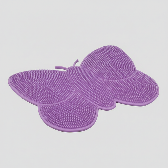 Butterfly Washable Shower Floor Mat Massage and Clean Feet Bathroom Shower Foot Scrubber Mat Foot Cleaner Brush