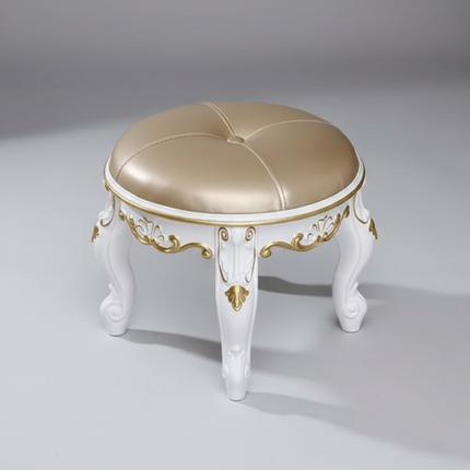 Retro Carved Small Stool Luxury Leather Cushion Creative Low Seat Elegant Room Sofa Chair Stylish Seating Decorative Footrest