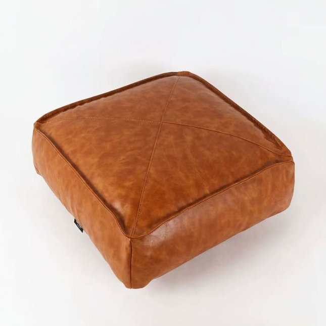 45cm Moroccan Artificial PU Leather Pouf Cover Craft Simple Sofa Ottoman Footstool Unstuffed Living Room Bedroom Cushion Covers