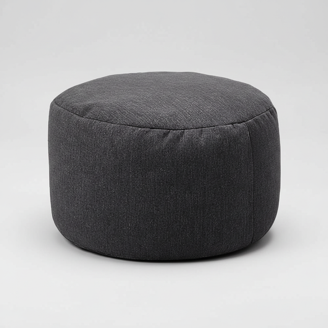 OTAUTAU Round Stool D30cm*H20cm Linen Bean Bag Ottoman with Filling Beanbag Pouf Footstool Tatami Futon Puff JD001