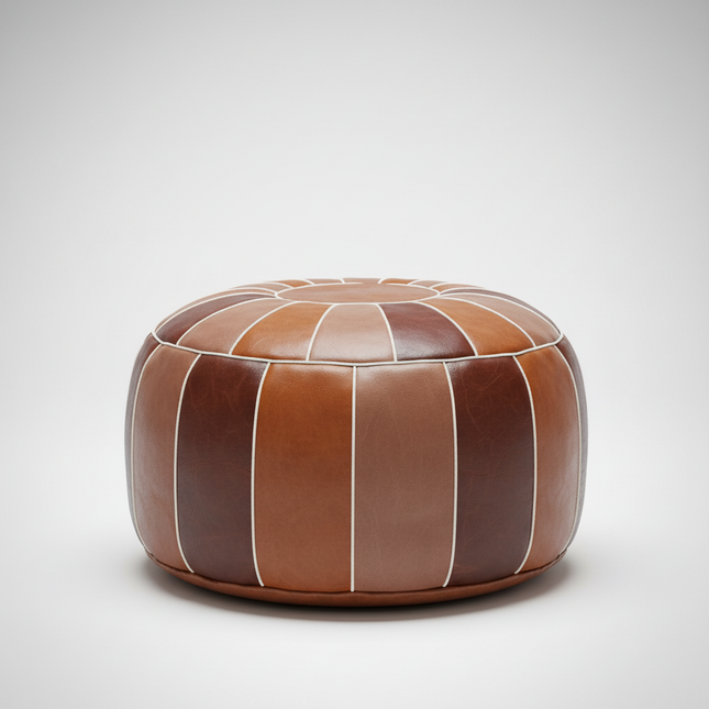 45cm Moroccan Artificial PU Leather Pouf Cover Craft Simple Sofa Ottoman Footstool Unstuffed Living Room Bedroom Cushion Covers