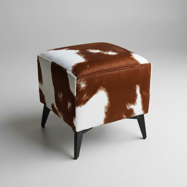 ‌Faux Leather Ottoman, Plush Entryway Bench, Velvet Square Stool, Minimalist Footrest for Bedroom/Balcony with Non-Skid Base