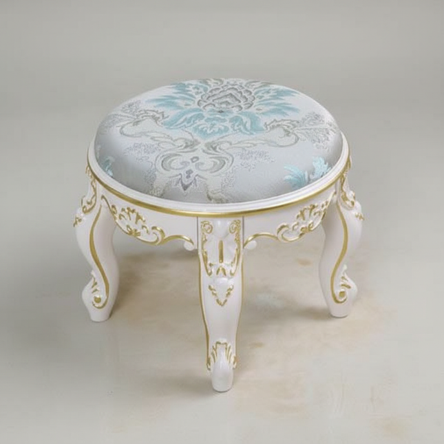 Retro Fabric Dressing Chair, Child Round Stool, Dressing Seat, Home Furniture, Living Room Dinning Chair, ABS Leg, Round Ottoman