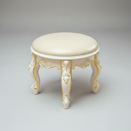 Retro Fabric Dressing Chair, Child Round Stool, Dressing Seat, Home Furniture, Living Room Dinning Chair, ABS Leg, Round Ottoman