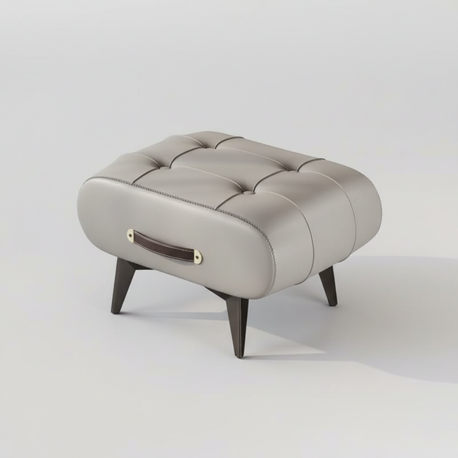 Foldable Foot Stool Extra Thick PU Leather & High-Density Foam, Portable Ottoman for Living Room/Bedroom/Office, Non-Slip Base