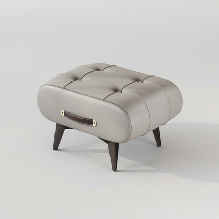 Foldable Foot Stool Extra Thick PU Leather & High-Density Foam, Portable Ottoman for Living Room/Bedroom/Office, Non-Slip Base