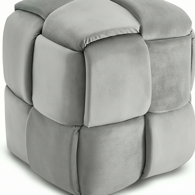 Velvet Ottoman Footstool, Living Room Woven Square Makeup Stool Decoration, Modern 43 X 43 X 46 Cm