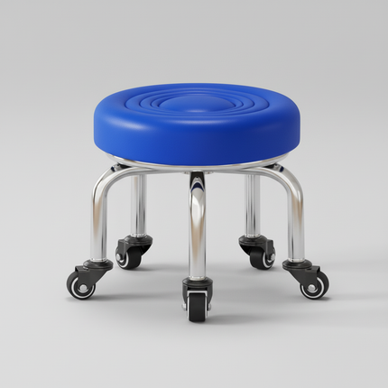 5-Wheel Metal Stool - Thickened Silent Low Stool with Sturdy Frame for Home/Foot Spa/Cosmetology/Kids