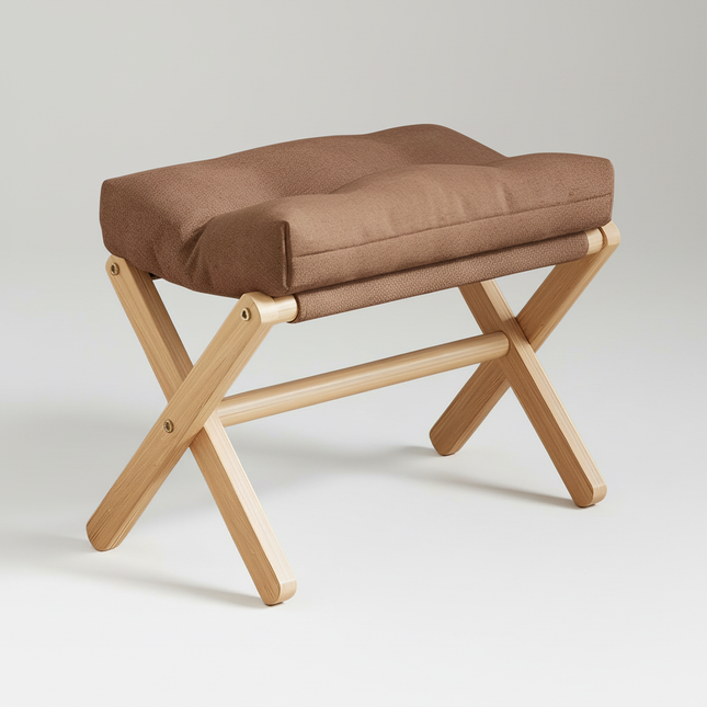 Solid Wood Shoe Changing Stool Footstool Sofa Rest Footstool, Folding Low Stool for The Entryway, Cotton-filled Cushion Stool