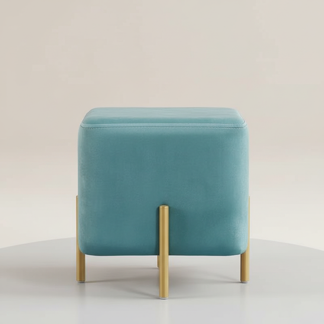 Customized Velvet Dressing Stool Golden Leg Tassel Makeup Bench Openable Ottoman Pouf for Home Fashionable Furniture