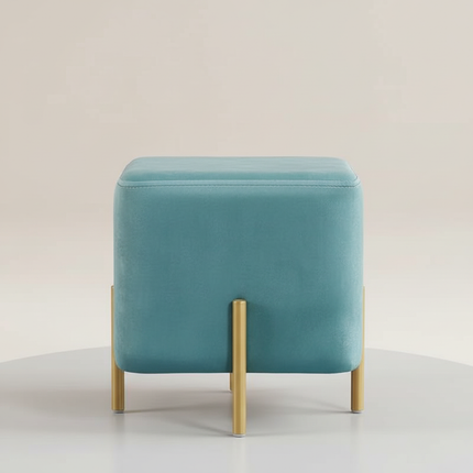 Customized Velvet Dressing Stool Golden Leg Tassel Makeup Bench Openable Ottoman Pouf for Home Fashionable Furniture