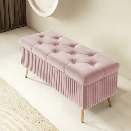 Velvet Ottoman Bench for Living Room Nordic Design Shoe Changing Stool with Storage Bedroom Bed End Seat Modern