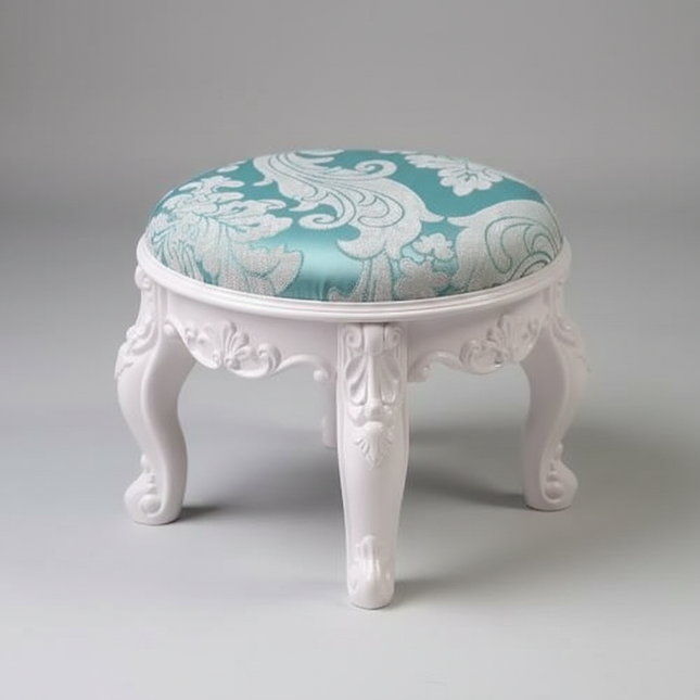 Retro Carved Small Stool Luxury Leather Cushion Creative Low Seat Elegant Room Sofa Chair Stylish Seating Decorative Footrest