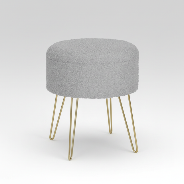 Ottoman Round Footstool Nordic Stool with Storage Space Dressing Table Home Sofa Seat Bench for Living Room Bedroom