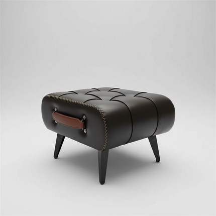 Small Foot Stool Ottoman PU Leather Rectangle Ottoman Footrest Bedside Step Stool with Wood Legs for Desk Living Room Bedroom